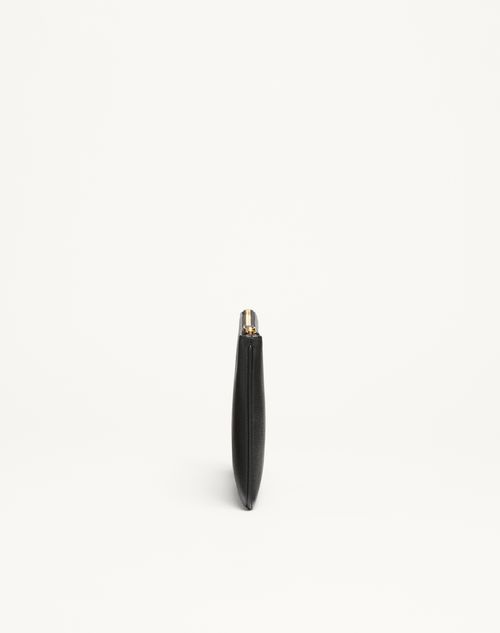 Valentino Garavani - Vlogo Signature Grainy Calfskin Clutch Bag - Black - Woman - Clutches