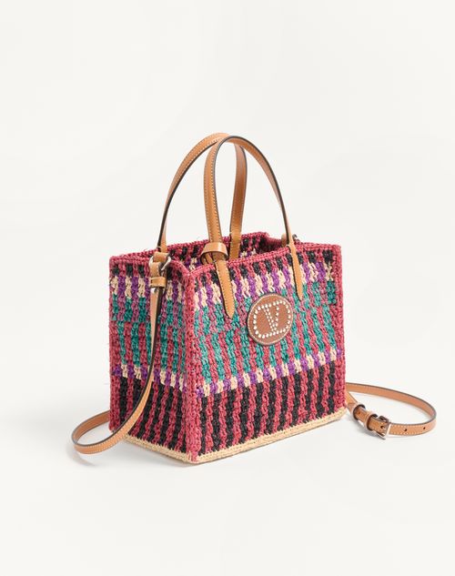 Valentino Garavani - Vロゴ シグネチャー ラフィア トート - マルチカラー/サドルブラウン - メンズ - トート