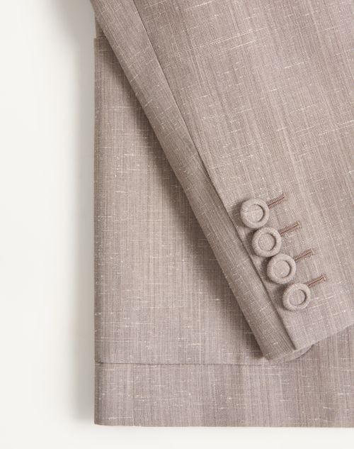Valentino - Valentino Single-breasted Jacket In Boutonné Wool - Light Grey - Man - Coats And Blazers