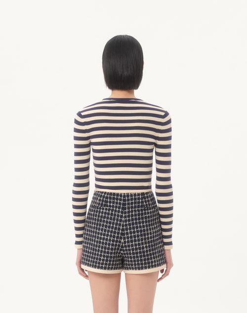 Valentino - Cotton Sweater - Birch/provence Blue/birch - Woman - Knitwear