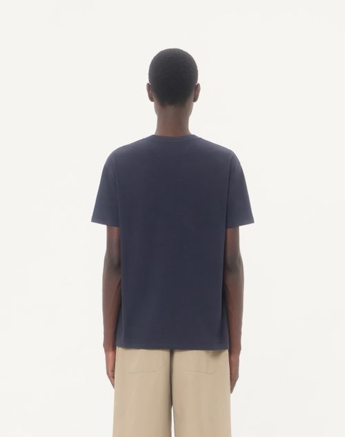Valentino - Valentino Cotton Jersey T-shirt With Vlogo Signature Patch - Navy - Man - T-shirts And Sweatshirts