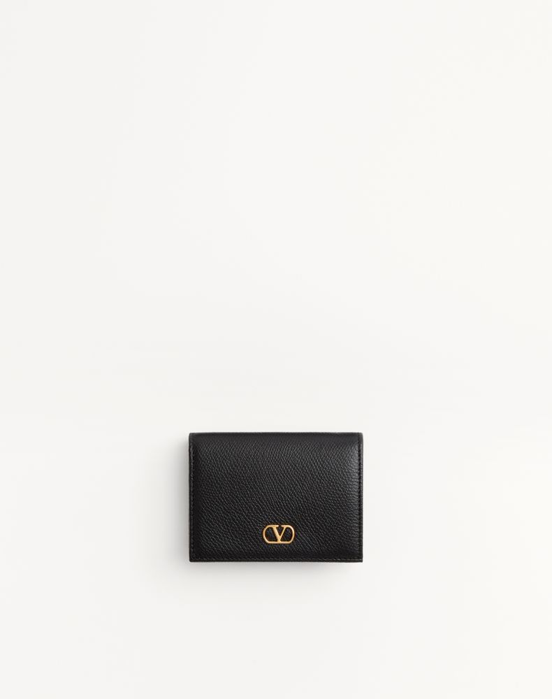 Valentino Garavani Women's Black Vlogo Signature Grainy Calfskin Wallet Woman Uni