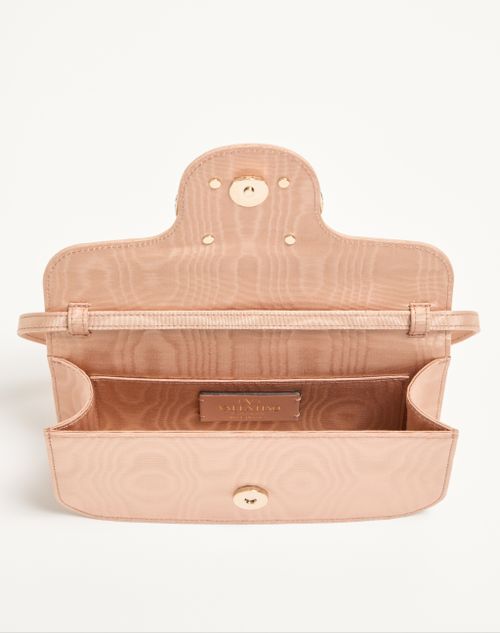 Valentino Garavani - Valentino Garavani Locò Moiré Fabric Clutch With Jewel Logo - Pink - Woman - Shoulder Bags