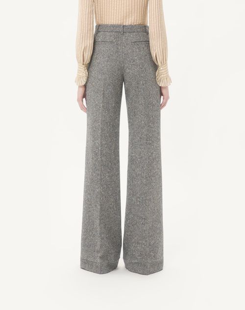Valentino - Natté Buttoned Weave Trousers - Ivory/black - Woman - Pants And Shorts