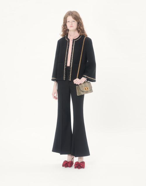 Valentino - Embroidered Canestrello Tweed Jacket - Black - Woman - Jackets And Blazers