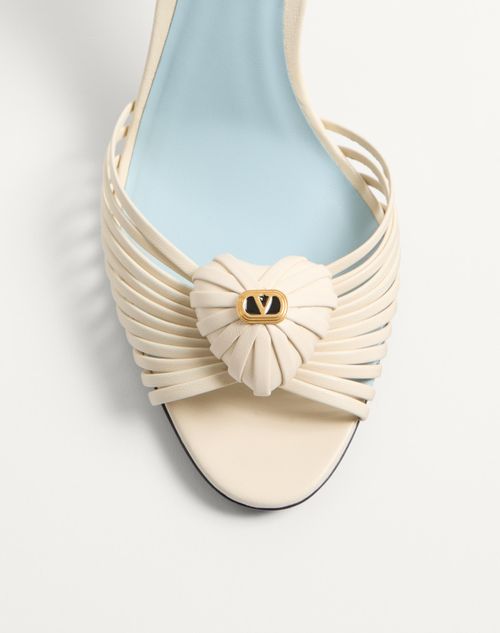 Valentino Garavani - Coeur Royal Kidskin Sandal 85mm - Butter - Woman - Sandals