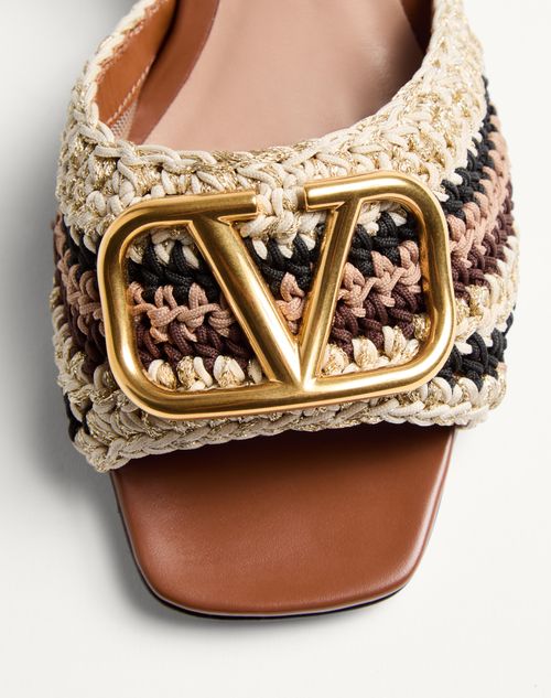 Valentino Garavani - Vlogo Signature Slide Sandal With Crochet Embroidery 60mm - Multicolour - Woman - Sandals