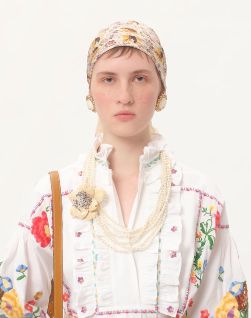Valentino - Embroidered Cotton And Linen Dress - White/multicolour - Woman - Dresses
