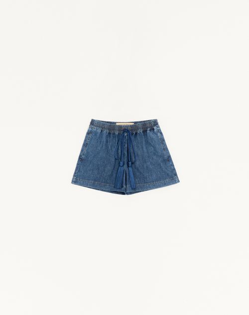 Valentino Denim Chambray Shorts Woman Blue 42
