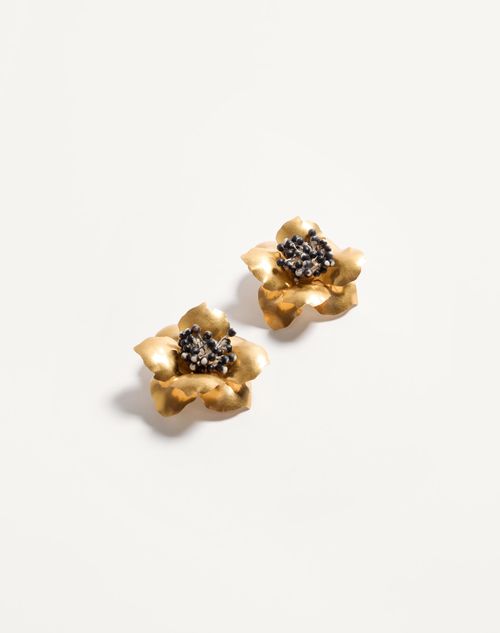 Valentino Garavani - Boucles D'oreilles Fleur Lumineuse En Métal - Antique Brass - Femme - Bijoux Et Montres
