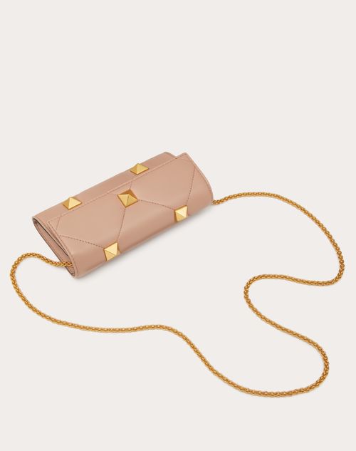 Valentino Garavani - Roman Stud Wallet In Nappa Leather With Chain - Rose Cannelle - Woman - Wallets And Small Leather Goods