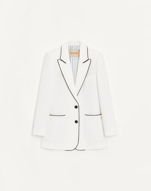 Valentino - Canestrello Cotton Tweed Jacket - Latte/black - Woman - Jackets And Blazers