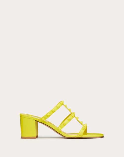 Valentino Garavani Rockstud Calfskin Slider Sandal And Tone-on-tone Studs 60mm Woman Yellow 40