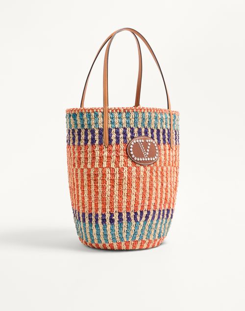 Valentino Garavani - Valentino Garavani Raffia Shopping Bag - Multicolour - Woman - Totes