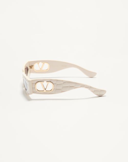 Valentino - Lunettes Rectangulaires En Acétate - Ivoire/gris Dégradé - Femme - Lunettes De Soleil
