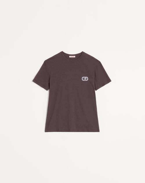 Valentino - Cotton T-shirt With Vlogo Signature Patch - Anthracite - Man - Tshirts And Sweatshirts