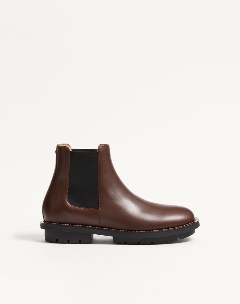 Valentino Garavani Men's Bark Brown Urbie Calfskin Ankle Boot Man 46