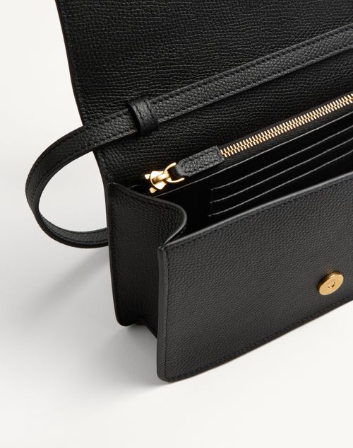 Valentino Garavani - Mini Sac Porté Épaule Vlogo Signature En Cuir De Veau Grainé - Noir - Femme - Pochettes