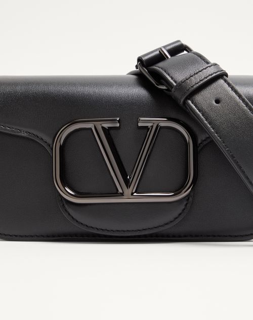 Valentino Garavani - Mini Valentino Garavani Locò Crossbody Calfskin Bag - Black - Man - Shoulder Bags