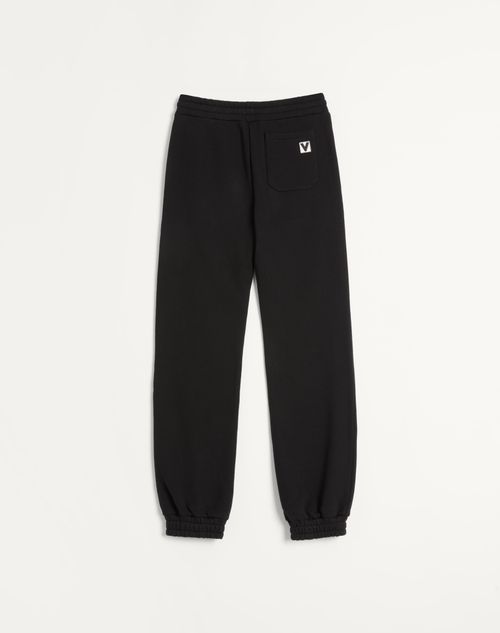 Valentino - Cotton Jogging Pants With Chez Valentino Patch - Black - Man - Pants And Shorts