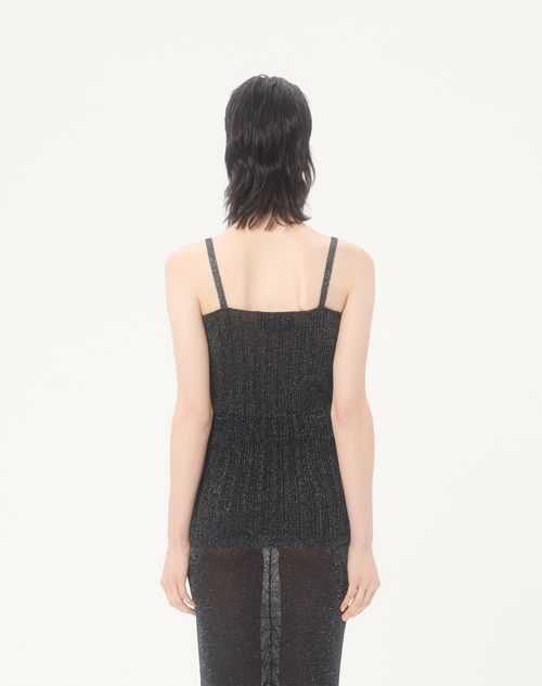 Valentino - Lurex Knit Top - Black/silver - Woman - Shirts And Tops