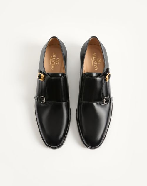 Valentino Garavani - Pas Des Dieux Double Monk Strap Shoes In Calfskin - Black - Man - Lace-ups
