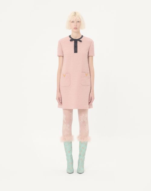 Valentino - Short Dress In Curly Wool - Pink - Woman - Dresses