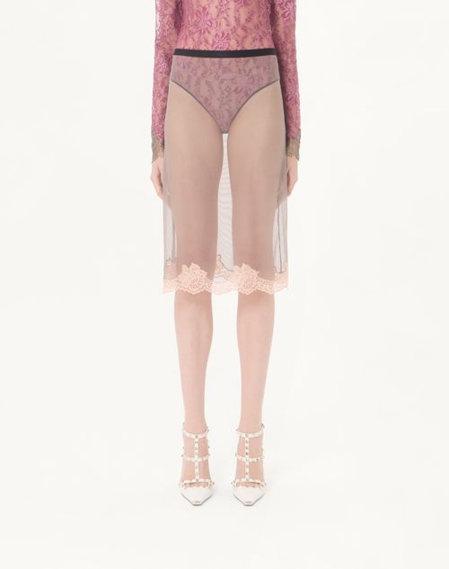 Valentino - Gonna Midi In Tulle - Grigio - Donna - Lingerie