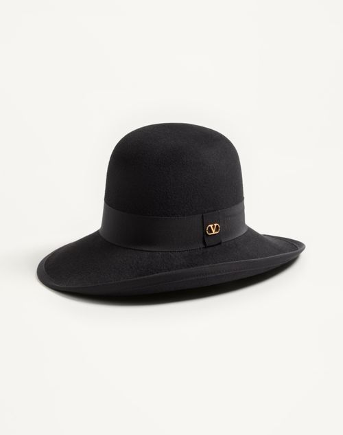 Valentino Garavani - Vlogo Signature Hat In Lapin Fabric - Black - Woman - Hats And Gloves