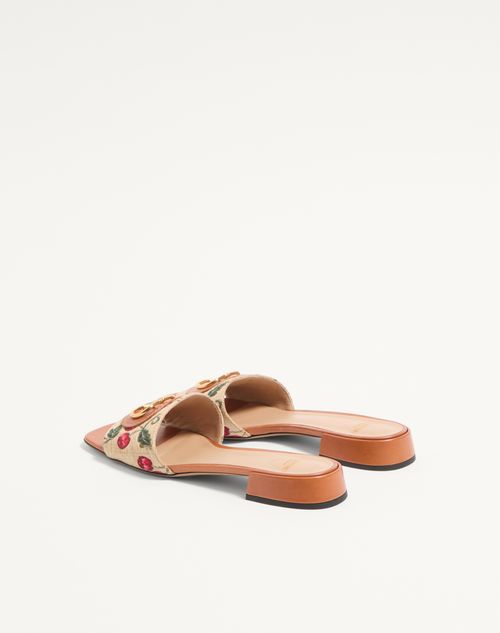 Valentino Garavani - Vlogo Signature Cherryfic Slide Sandal 20mm - Natural/red - Woman - Sandals