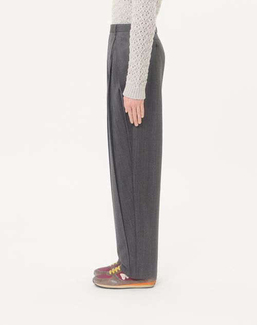 Valentino - Valentino Pinstripe Wool Pants With Pleats - Gray/multicolor - Man - Pants And Shorts
