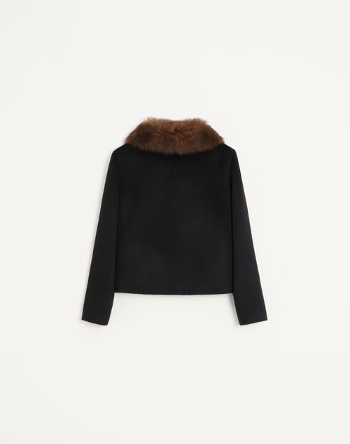 Valentino - Valentino Baby Camel Drap Jacket - Black - Woman - Jackets And Blazers