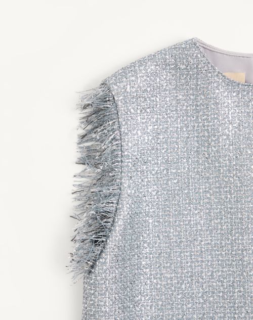 Valentino - Short Valentino Dress In Lurex Basket Weave - Silver - Woman - Dresses