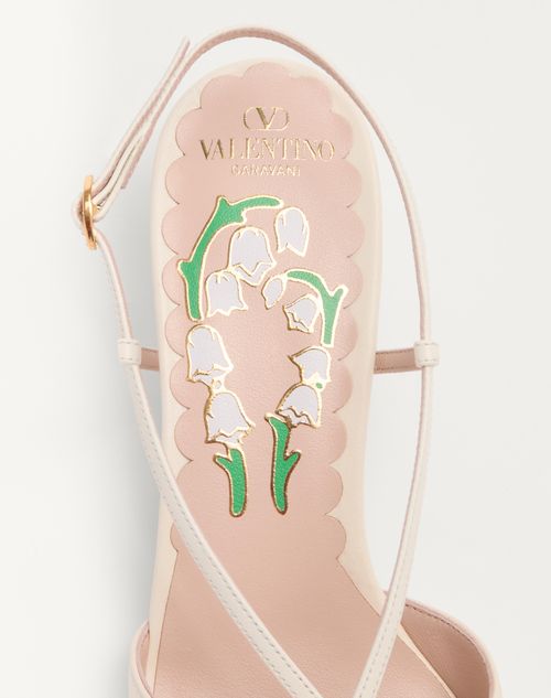 Valentino Garavani - Bowow Slingback Pumps In Kidskin With Mirrors And Crystals 45mm - Ivory/silver - Woman - Pumps
