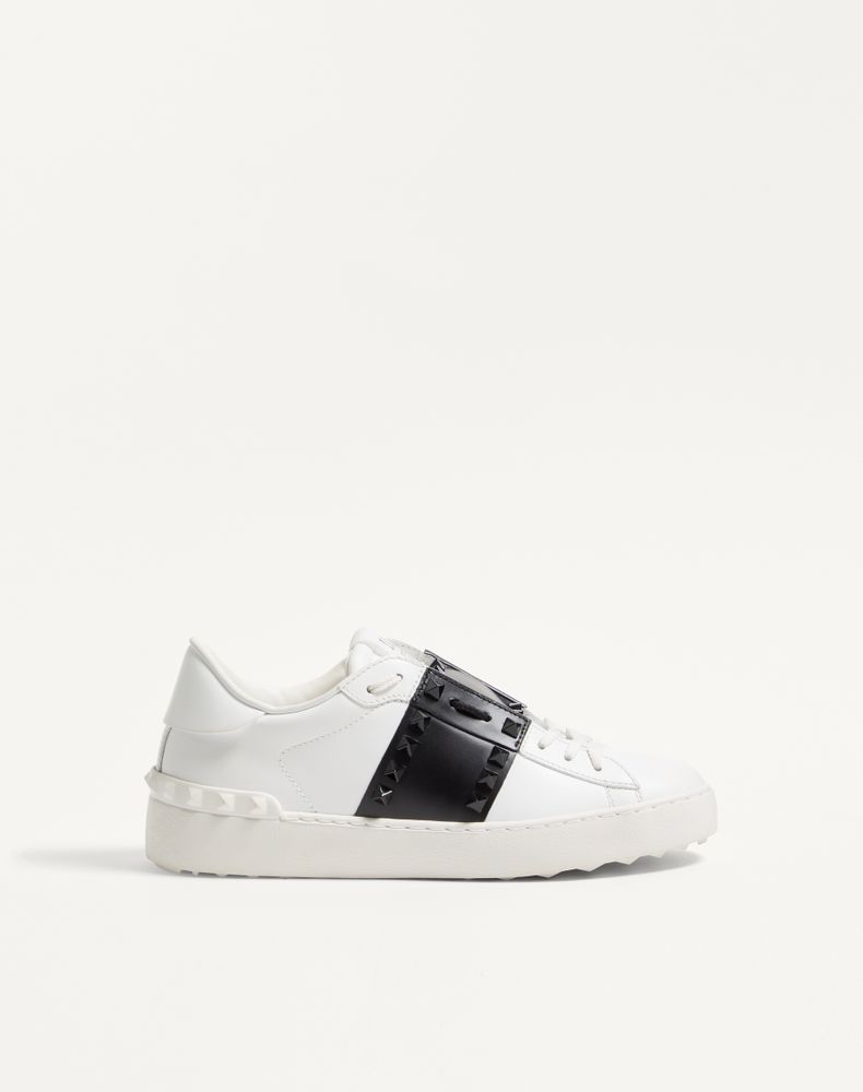 Valentino Garavani Women's White/ Black Rockstud Untitled Sneaker In Calfskin Leather With Tonal Studs Woman 40.5