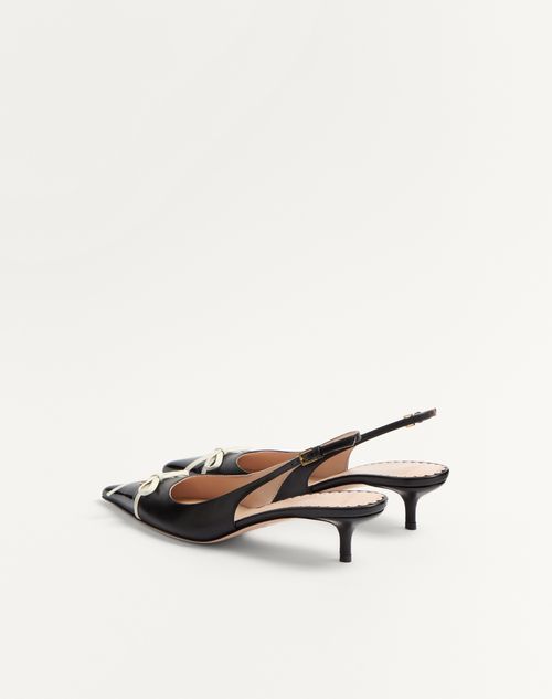 Valentino Garavani - Bepointy Slingback Pump In Patent Leather And Kidskin 45mm - Black/ivory - Woman - Pumps