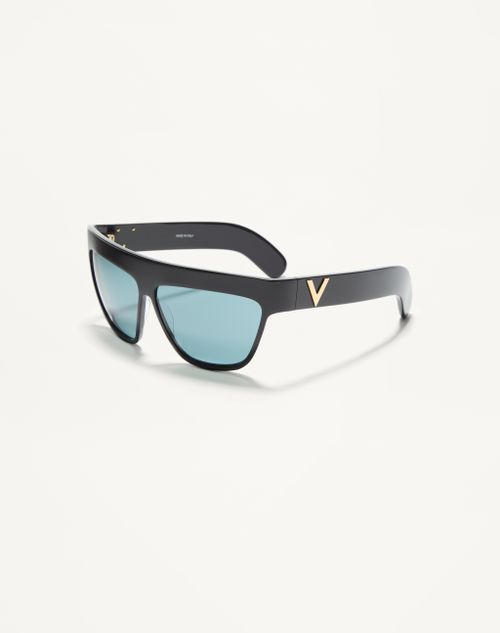 Valentino - Occhiale Geometrico In Acetato - Nero/verde - Unisex - Occhiali