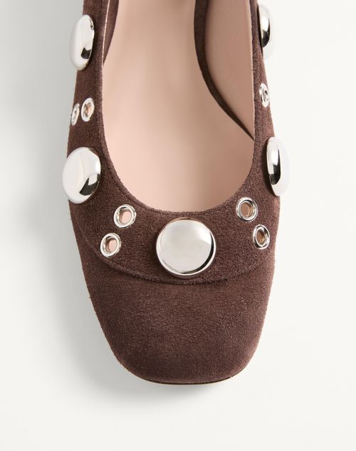 Valentino Garavani - Nellcôte Mary-jane Pumps In Crust Leather 30mm - Testa Di Moro - Woman - Ballerinas