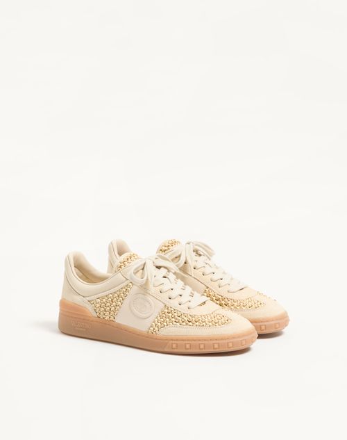 Valentino Garavani - Upvillage Trainer In Woven Raffia Fabric - Beige/butter - Woman - Sneakers