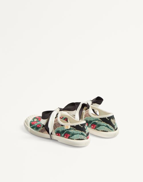 Valentino Garavani - Ballerina Bay By Bay Sneaker In Jacquard Fabric With Floral Embroidery - Black/multicolour/ivory - Woman - Sneakers