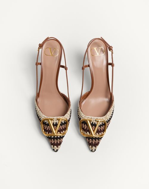 Valentino Garavani - Vlogo Signature Slingback Pump With Crochet Embroidery 80mm - Multicolour - Woman - Pumps