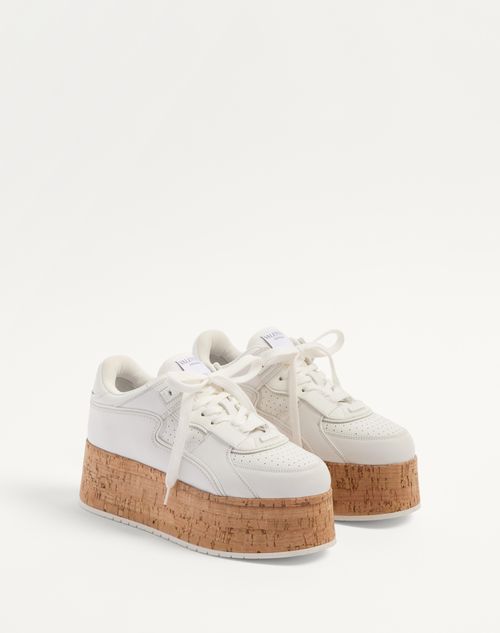 Valentino Garavani - Freedots Xl Calfskin And Cork Sneaker - White - Woman - Trainers