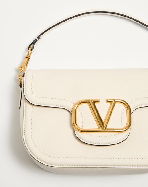 Valentino Garavani - Valentino Garavani Alltime Grainy Calfskin Shoulder Bag - Ivory - Woman - Shoulder Bags