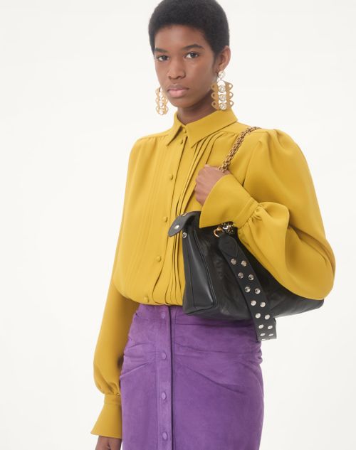 Valentino Garavani - Valentino Garavani Panthea Shoulder Bag In Nappa Leather With Chevron Pattern - Black - Woman - Shoulder Bags