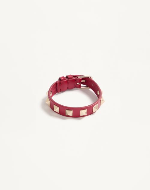 Valentino Garavani - Valentino Garavani Rockstud Leather Bracelet - Red - Woman - Jewelry