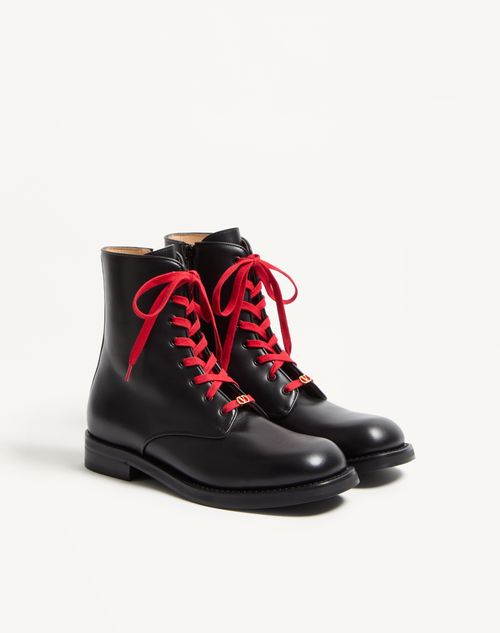 Valentino Garavani - Punx Calfskin Combat Boot - Black - Man - Boots
