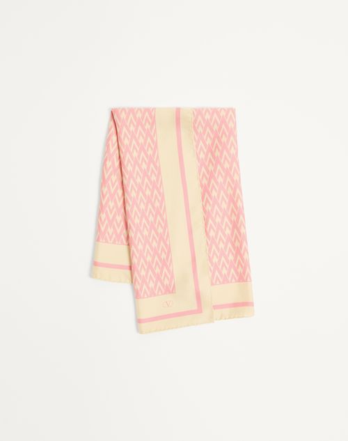 Valentino Garavani - Toute La V Silk Scarf - Cream/pink - Woman - Soft Accessories