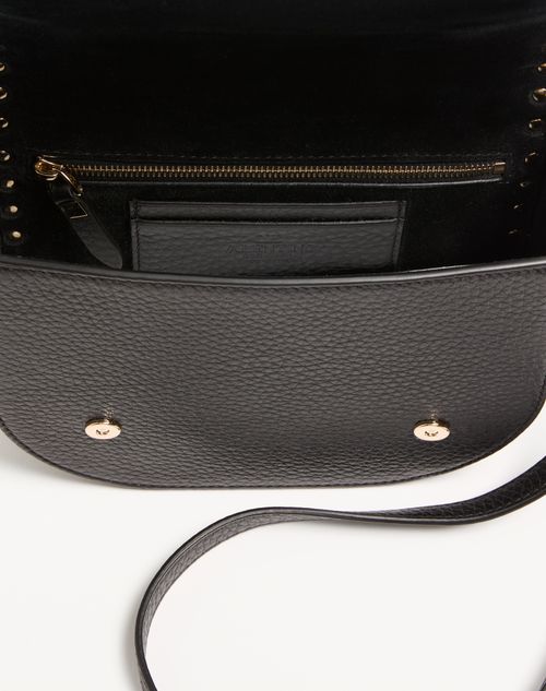 Valentino Garavani - Petit Sac Porté Épaule Valentino Garavani Rockstud En Cuir De Veau Grainé - Noir - Femme - Sacs Porté Épaule