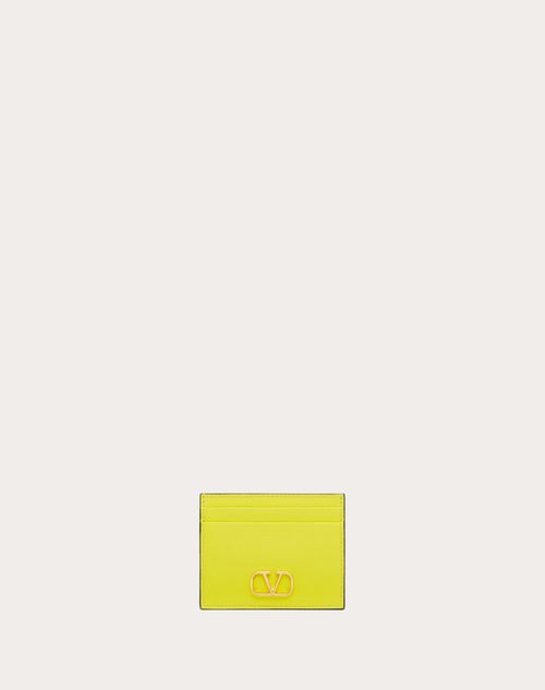 Valentino Garavani Vlogo Signature Grainy Calfskin Cardholder Woman Yellow Uni