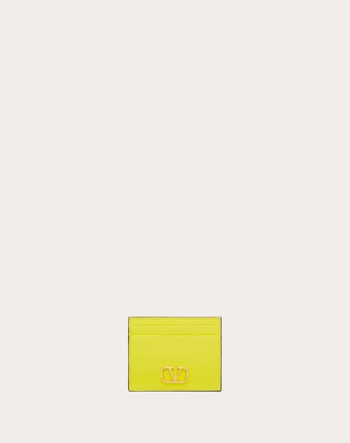 Valentino Garavani Vlogo Signature Grainy Calfskin Cardholder Woman Yellow Uni